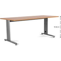rocada METAL höhenverstellbarer Schreibtisch eiche rechteckig, T-Fuß-Gestell grau 200,0 x 80,0 cm von rocada
