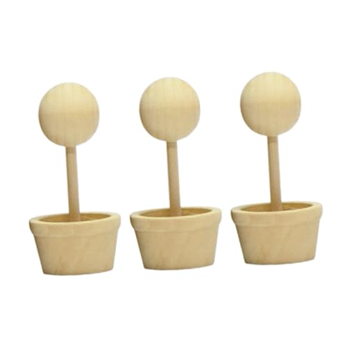 rockible 3pcs Unvollendete Holzschmuck Pilz Ornamente Holzhandwerk DIY Holz Pflanzer Set für Bett, Style A von rockible