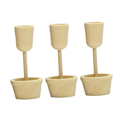 rockible 3pcs Unvollendete Holzschmuck Pilz Ornamente Holzhandwerk DIY Holz Pflanzer Set für Bett, Style B von rockible
