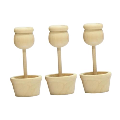 rockible 3pcs Unvollendete Holzschmuck Pilz Ornamente Holzhandwerk DIY Holz Pflanzer Set für Bett, Style C von rockible