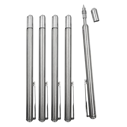 rockible 5 Geschenk Kugelschreiber für Lehrer, Edelstahlstifte, Drehbar Zum Öffnen, Einziehbar, Klassisches Design, 7 Abschnitte von rockible