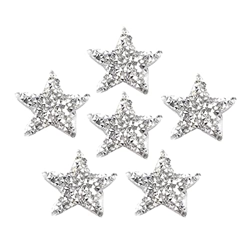 rockible 6 Stücke Rhinestone Star es Eisen auf Nähen auf Applikationen, Silber von rockible