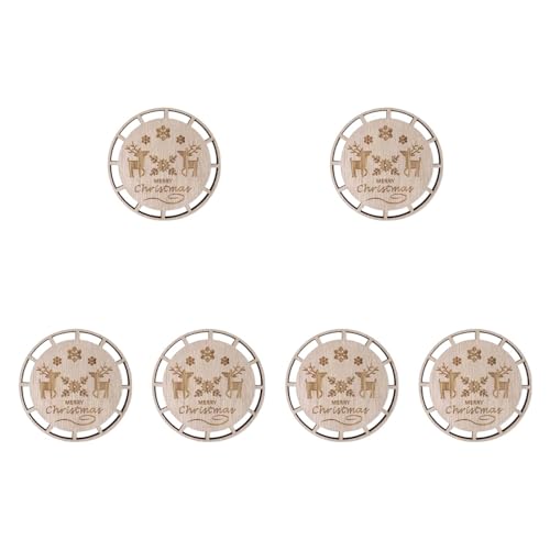rockible 6pcs Weihnachtsmakrame Ornamente Hängen Holzscheiben Holzkreise für Party Weihnachtsdekorationen, Set C von rockible