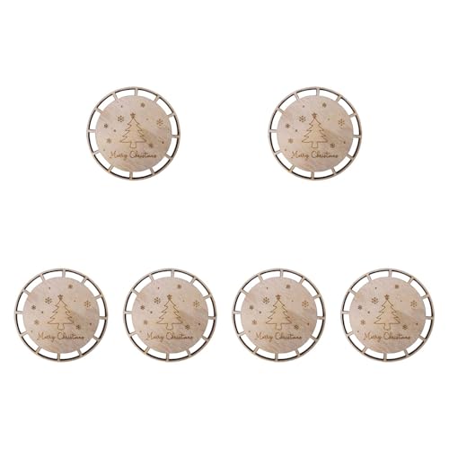 rockible 6pcs Weihnachtsmakrame Ornamente Hängen Holzscheiben Holzkreise für Party Weihnachtsdekorationen, Set E von rockible