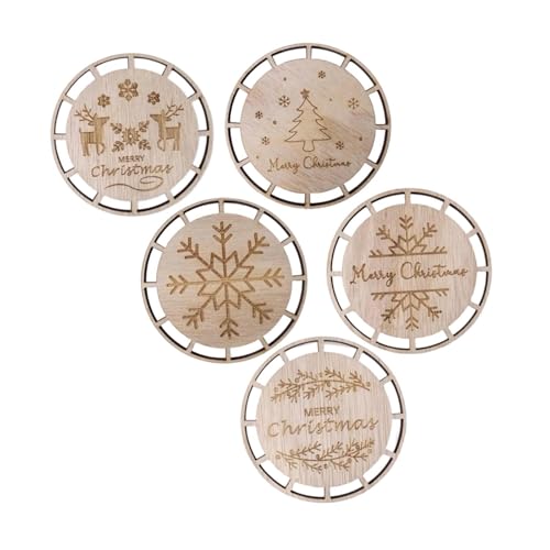 rockible 6pcs Weihnachtsmakrame Ornamente Hängen Holzscheiben Holzkreise für Party Weihnachtsdekorationen, Set F von rockible
