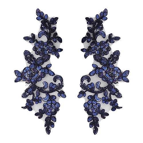 rockible Blumen-Applikationen zum Aufnähen, Dekoration, Spitzenbesatz für Hochzeitskleider, Dunkelblau von rockible