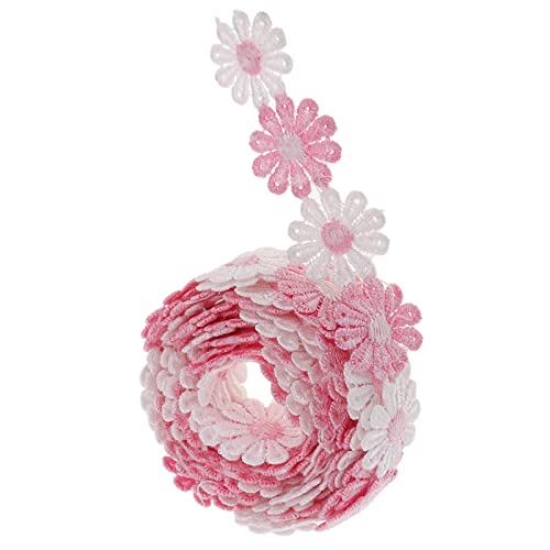 rockible Blumen Spitzenband für Näharbeiten in Rosa und Weiß von rockible