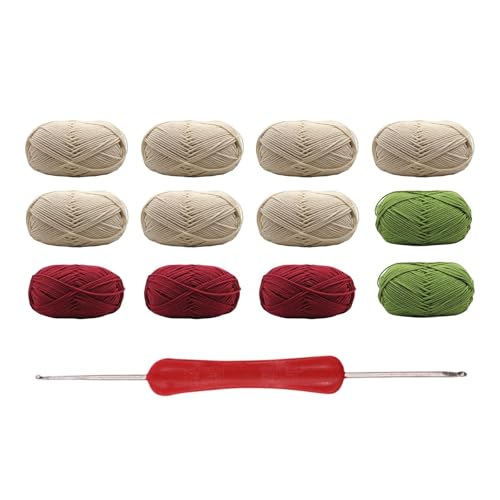 rockible Häkelset für Anfänger Blumen Decke, Garn und Häkeln zur Häkelblumen Rosenstrauß Decke, Gestrickte Rosen Überwurfdecken Material Paket für Muttertag Geburtstag Geschenk, Khaki Weiße Rote Rose von rockible