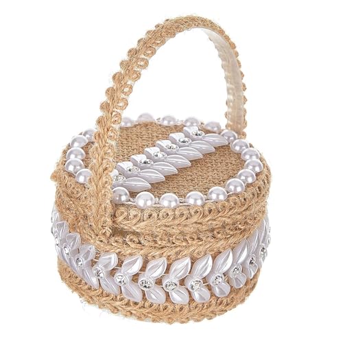 rockible Hochzeits Trägerbox, Jute Schmuckschatulle, Brautgeschenkverpackung, Brautaccessoires, 2 Schlitze für Eventfotografie Requisiten rockible Hochzeits Trägerbox, Jute Schmuckschatulle, Brautgeschenkverpackung, Brautaccessoires, 2 Schlitze für Eventfotografie Requisiten von rockible