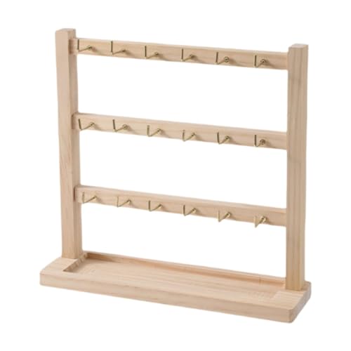 rockible Ohrring-Präsentationsständer, Haken, Ohrring-Präsentationsständer aus Holz für Schlüsselanhänger, Kommoden, Geschäfte, Geschäfte, 3 Ebenen, 18 Haken von rockible
