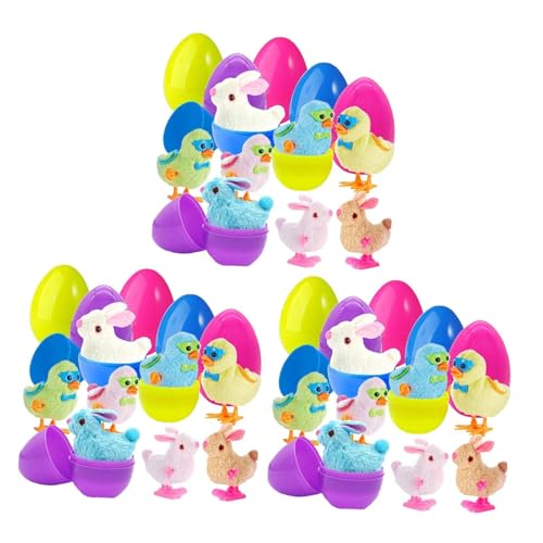 rockible Ostereier mit Plüschfiguren, gefüllt mit Korbmaterial, Geschenkoptionen für Kinder und Erwachsene , 24 von rockible