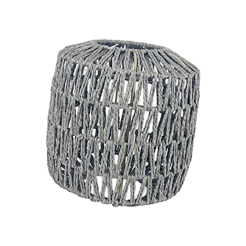 rockible Pendelleuchtenschirm im Vintage-Stil, Rattan Lampenschirm für Wohnzimmer Schlafzimmer Hotel Dekoration, Quadratisch rund Grau rockible Pendelleuchtenschirm im Vintage-Stil, Rattan Lampenschirm für Wohnzimmer Schlafzimmer Hotel Dekoration, Quadratisch rund Grau von rockible
