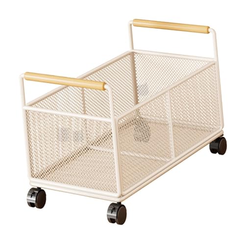 rockible Rollbarer Aktenwagen Aus Netzstoff, Aufbewahrungswagen, Mobiles Bücherregal mit Griff, mit Rädern, Rollordner Organizer für Handtaschenordner, M von rockible