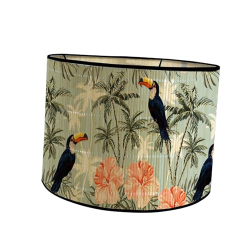 rockible Trommel-Lampenschirm, Bambus-Lampenschirme, E27-Schlafzimmer, japanischer Lampenschirm, Ersatz-Lampenabdeckung für Stehlampen, Hängetischlampen, Blumenvögel von rockible