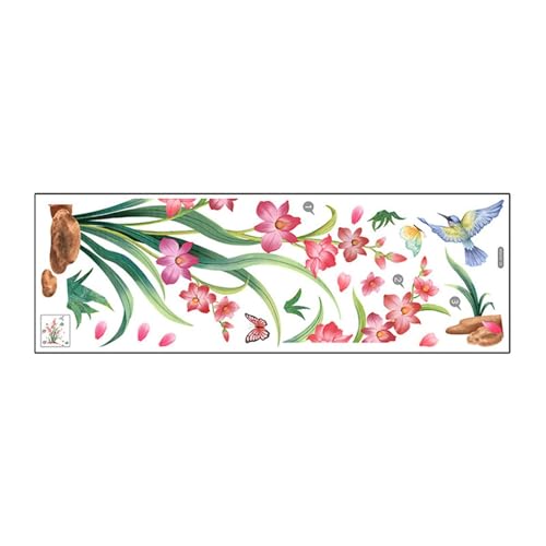 rockible Wandaufkleber mit Orchideenblüte, Schmetterling, Vogel, Moderne PVC-Tapete für Wohnzimmer, Tür, Esszimmer, Spielzimmer, Toilette rockible Wandaufkleber mit Orchideenblüte, Schmetterling, Vogel, Moderne PVC-Tapete für Wohnzimmer, Tür, Esszimmer, Spielzimmer, Toilette von rockible