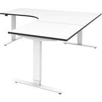 röhr Imperia elektrisch höhenverstellbarer Schreibtisch weiß fünfeckig, T-Fuß-Gestell weiß 180,0/200,0 x 80,0/200,0 cm von röhr