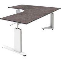 röhr Imperia höhenverstellbarer Schreibtisch quarzit L-Form, C-Fuß-Gestell weiß 180,0 x 80,0/200,0 cm röhr Imperia höhenverstellbarer Schreibtisch quarzit L-Form, C-Fuß-Gestell weiß 180,0 x 80,0/200,0 cm von röhr