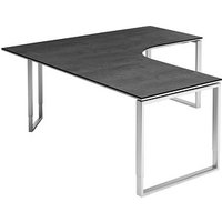 röhr Imperia höhenverstellbarer Schreibtisch quarzit L-Form, Kufen-Gestell silber 180,0 x 80,0/200,0 cm röhr Imperia höhenverstellbarer Schreibtisch quarzit L-Form, Kufen-Gestell silber 180,0 x 80,0/200,0 cm von röhr