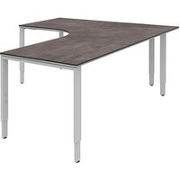 röhr Imperia höhenverstellbarer Schreibtisch quarzit L-Form, 6-Fuß-Gestell silber 180,0 x 80,0/200,0 cm von röhr