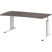 röhr Imperia höhenverstellbarer Schreibtisch quarzit Trapezform, C-Fuß-Gestell weiß 180,0 x 80,0/100,0 cm von röhr