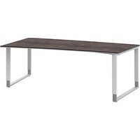 röhr Imperia höhenverstellbarer Schreibtisch quarzit Trapezform, Kufen-Gestell weiß 200,0 x 80,0/100,0 cm von röhr