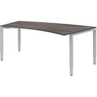 röhr Imperia höhenverstellbarer Schreibtisch quarzit Trapezform, 4-Fuß-Gestell silber 200,0 x 80,0/100,0 cm von röhr