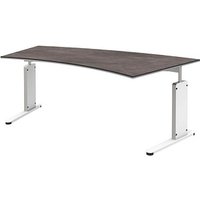 röhr Imperia höhenverstellbarer Schreibtisch quarzit Trapezform, C-Fuß-Gestell weiß 200,0 x 80,0/100,0 cm röhr Imperia höhenverstellbarer Schreibtisch quarzit Trapezform, C-Fuß-Gestell weiß 200,0 x 80,0/100,0 cm von röhr