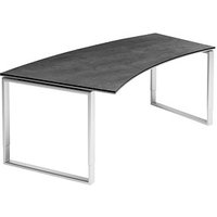 röhr Imperia höhenverstellbarer Schreibtisch quarzit Trapezform, Kufen-Gestell silber 200,0 x 80,0/100,0 cm von röhr