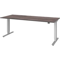 röhr Imperia elektrisch höhenverstellbarer Schreibtisch quarzit rechteckig, T-Fuß-Gestell silber 180,0 x 80,0 cm von röhr