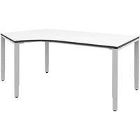 röhr Imperia höhenverstellbarer Schreibtisch weiß Bogenform, 4-Fuß-Gestell silber 217,0 x 114,0 cm von röhr