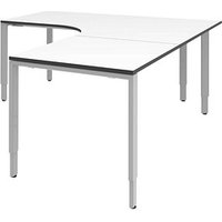 röhr Imperia höhenverstellbarer Schreibtisch weiß L-Form, 6-Fuß-Gestell silber 180,0 x 80,0/200,0 cm röhr Imperia höhenverstellbarer Schreibtisch weiß L-Form, 6-Fuß-Gestell silber 180,0 x 80,0/200,0 cm von röhr