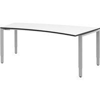 röhr Imperia höhenverstellbarer Schreibtisch weiß Trapezform, 4-Fuß-Gestell silber 200,0 x 80,0/100,0 cm von röhr