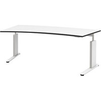 röhr Imperia höhenverstellbarer Schreibtisch weiß Trapezform, C-Fuß-Gestell weiß 200,0 x 80,0/100,0 cm von röhr