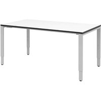 röhr Imperia höhenverstellbarer Schreibtisch weiß rechteckig, 4-Fuß-Gestell silber 160,0 x 80,0 cm von röhr