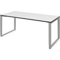 röhr Imperia höhenverstellbarer Schreibtisch weiß rechteckig, Kufen-Gestell silber 160,0 x 80,0 cm von röhr