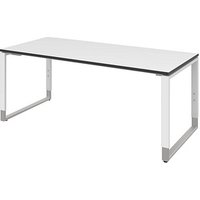 röhr Imperia höhenverstellbarer Schreibtisch weiß rechteckig, Kufen-Gestell silber 180,0 x 80,0 cm von röhr