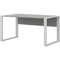 röhr Schreibtisch beton rechteckig, Kufen-Gestell weiß 150,0 x 80,0 cm von röhr