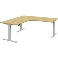 röhr Techno elektrisch höhenverstellbarer Schreibtisch hickory-eiche L-Form, C-Fuß-Gestell silber 180,0 x 80,0 cm röhr Techno elektrisch höhenverstellbarer Schreibtisch hickory-eiche L-Form, C-Fuß-Gestell silber 180,0 x 80,0 cm von röhr