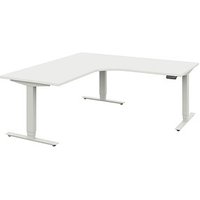 röhr Techno elektrisch höhenverstellbarer Schreibtisch weiß L-Form, C-Fuß-Gestell silber 180,0 x 80,0/100,0 cm von röhr