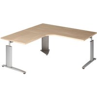 röhr Techno höhenverstellbarer Schreibtisch ahorn L-Form, C-Fuß-Gestell silber 180,0 x 80,0/100,0 cm röhr Techno höhenverstellbarer Schreibtisch ahorn L-Form, C-Fuß-Gestell silber 180,0 x 80,0/100,0 cm von röhr