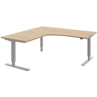 röhr Techno elektrisch höhenverstellbarer Schreibtisch ahorn L-Form, C-Fuß-Gestell silber 180,0 x 80,0 cm von röhr