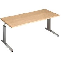 röhr Techno höhenverstellbarer Schreibtisch ahorn rechteckig, C-Fuß-Gestell silber 180,0 x 80,0 cm von röhr