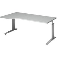röhr Techno höhenverstellbarer Schreibtisch hellgrau L-Form, C-Fuß-Gestell silber 180,0 x 80,0/100,0 cm röhr Techno höhenverstellbarer Schreibtisch hellgrau L-Form, C-Fuß-Gestell silber 180,0 x 80,0/100,0 cm von röhr