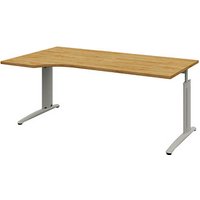 röhr Techno höhenverstellbarer Schreibtisch hickory-eiche L-Form, C-Fuß-Gestell silber 180,0 x 80,0/100,0 cm röhr Techno höhenverstellbarer Schreibtisch hickory-eiche L-Form, C-Fuß-Gestell silber 180,0 x 80,0/100,0 cm von röhr