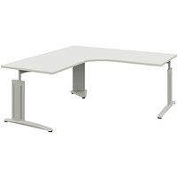 röhr Techno höhenverstellbarer Schreibtisch weiß L-Form, C-Fuß-Gestell silber 180,0 x 80,0/100,0 cm röhr Techno höhenverstellbarer Schreibtisch weiß L-Form, C-Fuß-Gestell silber 180,0 x 80,0/100,0 cm von röhr