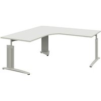röhr Techno höhenverstellbarer Schreibtisch weiß L-Form, C-Fuß-Gestell silber 180,0 x 80,0/100,0 cm röhr Techno höhenverstellbarer Schreibtisch weiß L-Form, C-Fuß-Gestell silber 180,0 x 80,0/100,0 cm von röhr