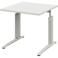 röhr Techno höhenverstellbarer Schreibtisch weiß quadratisch, C-Fuß-Gestell silber 80,0 x 80,0 cm röhr Techno höhenverstellbarer Schreibtisch weiß quadratisch, C-Fuß-Gestell silber 80,0 x 80,0 cm von röhr