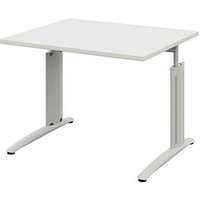 röhr Techno höhenverstellbarer Schreibtisch weiß rechteckig, C-Fuß-Gestell silber 120,0 x 80,0 cm von röhr