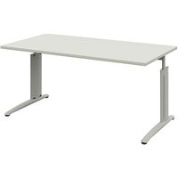 röhr Techno höhenverstellbarer Schreibtisch weiß rechteckig, C-Fuß-Gestell silber 160,0 x 80,0 cm von röhr
