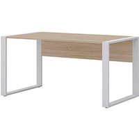 röhr direct.office Schreibtisch sonoma-eiche rechteckig, Kufen-Gestell weiß 150,0 x 80,0 cm von röhr